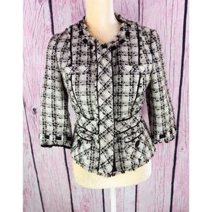 Anthro Elevenses Black/White Tweed Blazer